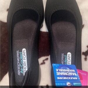 Skechers Women's Black Air-Cooled Memory Foam Flats